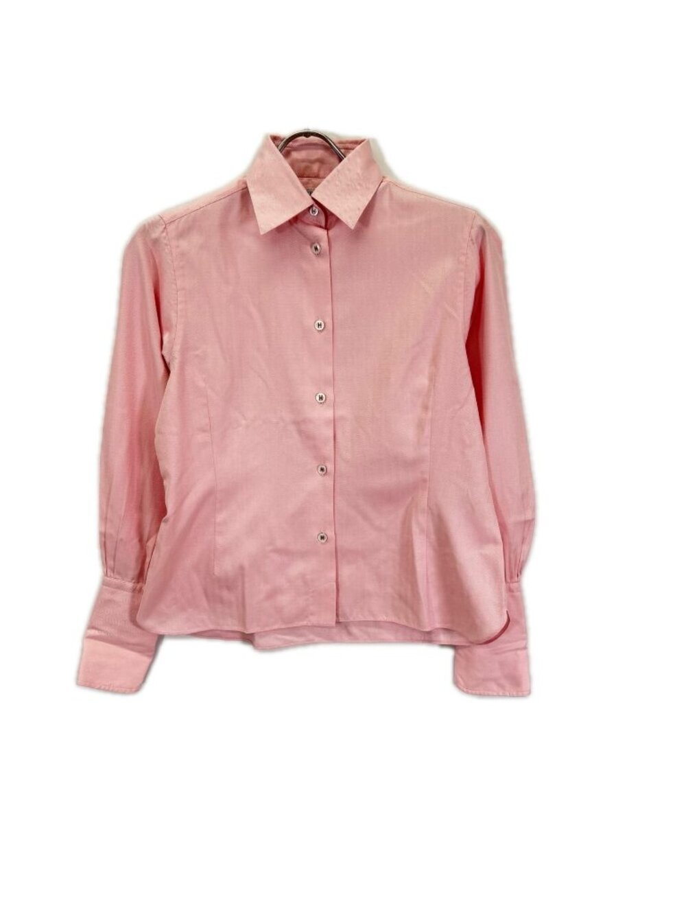 Hermes Era Pink Cotton Regular Color H Embroidery Shell Button Long Sleeve